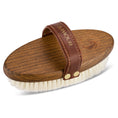 Load image into Gallery viewer, Edle Pferdebürste von Equimour aus hochwertigem Holz mit extra weichen Ziegenhaarborsten. Luxuriöses Design mit Lederhandschlaufe für optimalen Halt. Ideal für die sanfte Pflege und den ultimativen Glanz des Pferdefells. Individuelle Personalisierung möglich