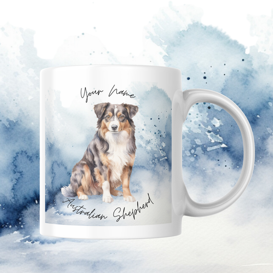 Personalisierbare Kaffeetasse Hundeliebe Australian Shepherd