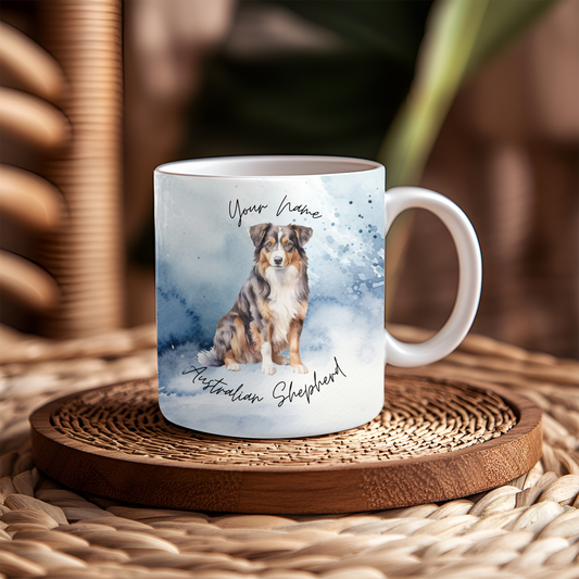 Personalisierbare Kaffeetasse Hundeliebe Australian Shepherd