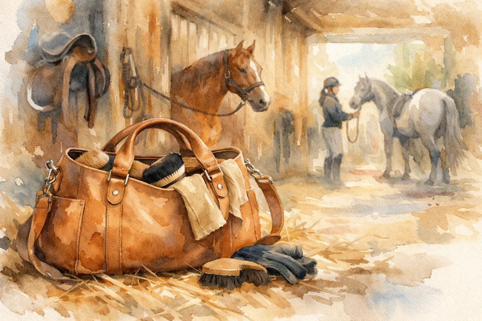 Vegane Leder Putztasche stilvoll im Stall