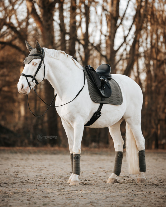 Dressage set with saddle pad, fly bonnet &amp; bandages Classic Sage