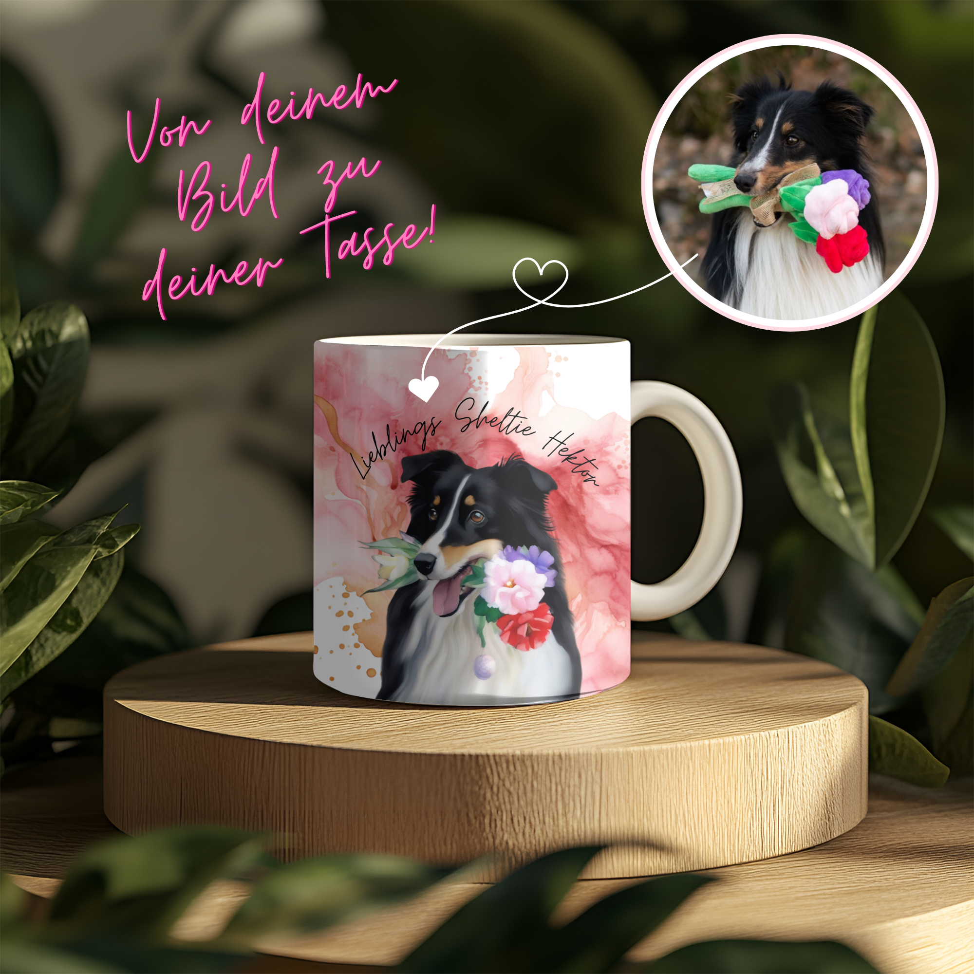 Personalisierbare Kaffeetasse Hundeliebe Foto