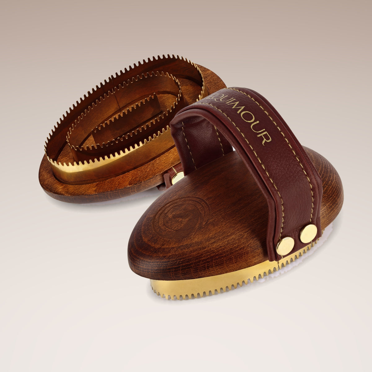 Metal curry comb AIK for horses, wooden – view 3