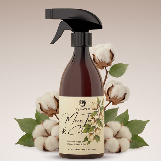 Mähnen- und Fellglanzspray Soft Cotton für Pferde – Equimour