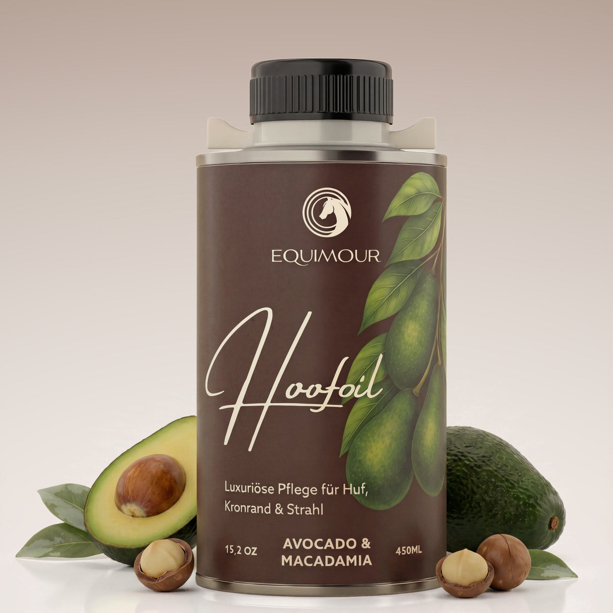 Aceite para cascos con pincel, aguacate y macadamia – Equimour