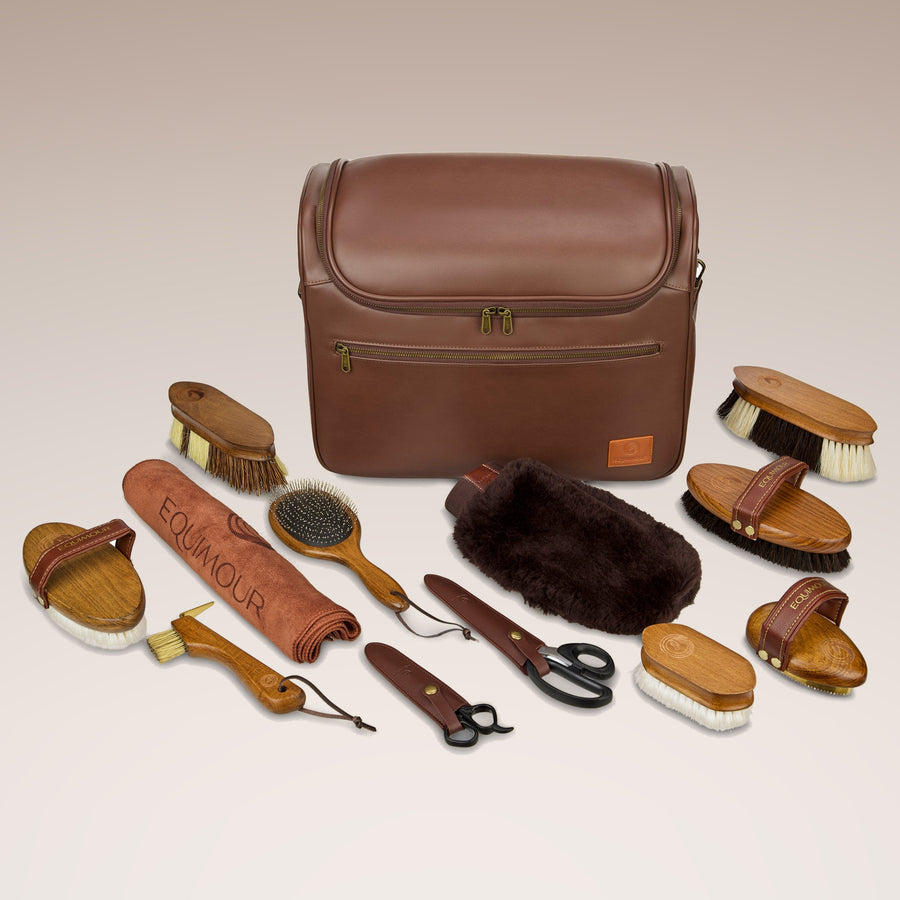 Premium Putzset für Pferde mit Putztasche, 12-teilig – Equimour