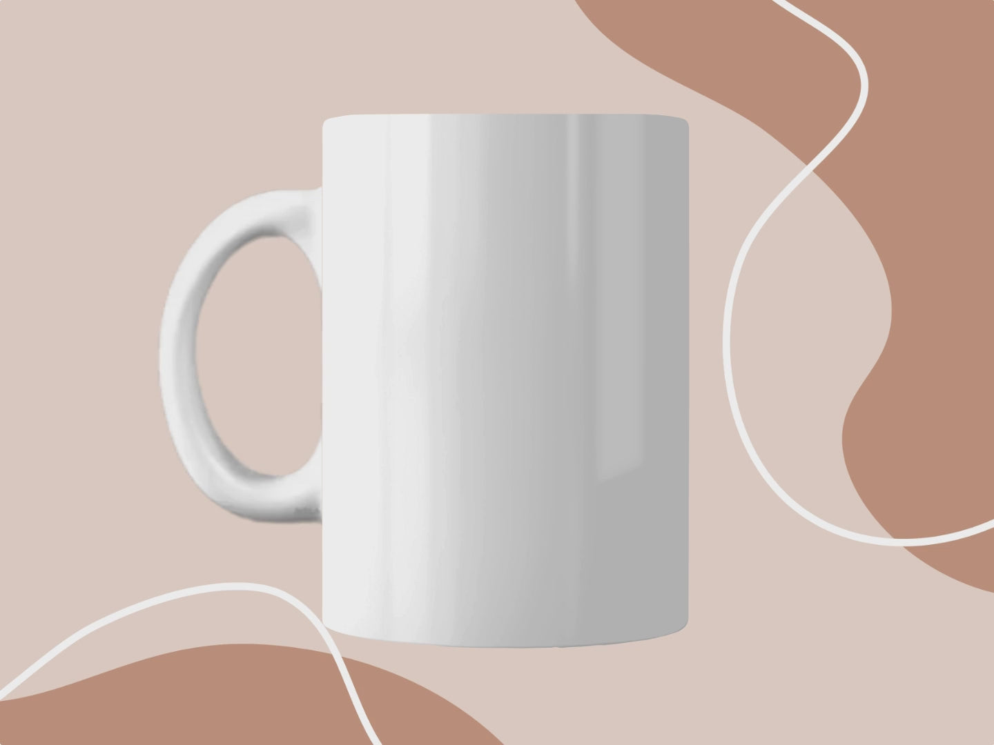 White mug featuring line art of two people kissing with small hearts above them, placed on a woven mat. The text below reads &quot;your name & your name,&quot; making it perfect for adding a personalisierbar touch.