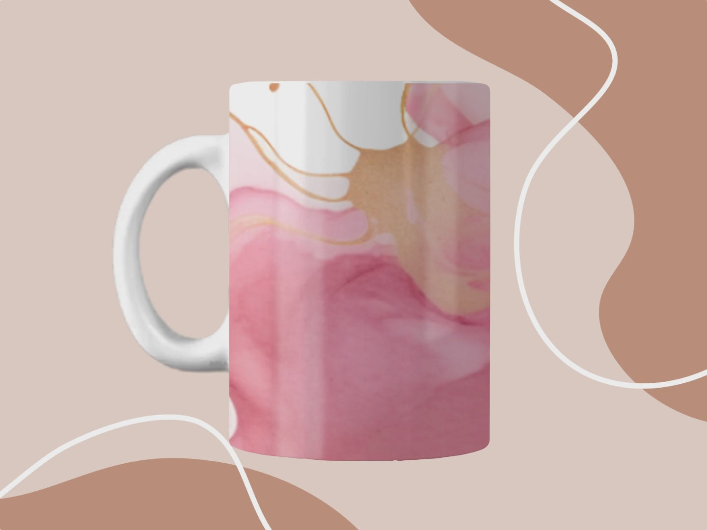 Personalisierte Tasse mit Shetland Sheepdog Motiv und rosa-goldenem Aquarell-Hintergrund. Individuelle Namensgestaltung möglich – ideales Geschenk für Hundefans.