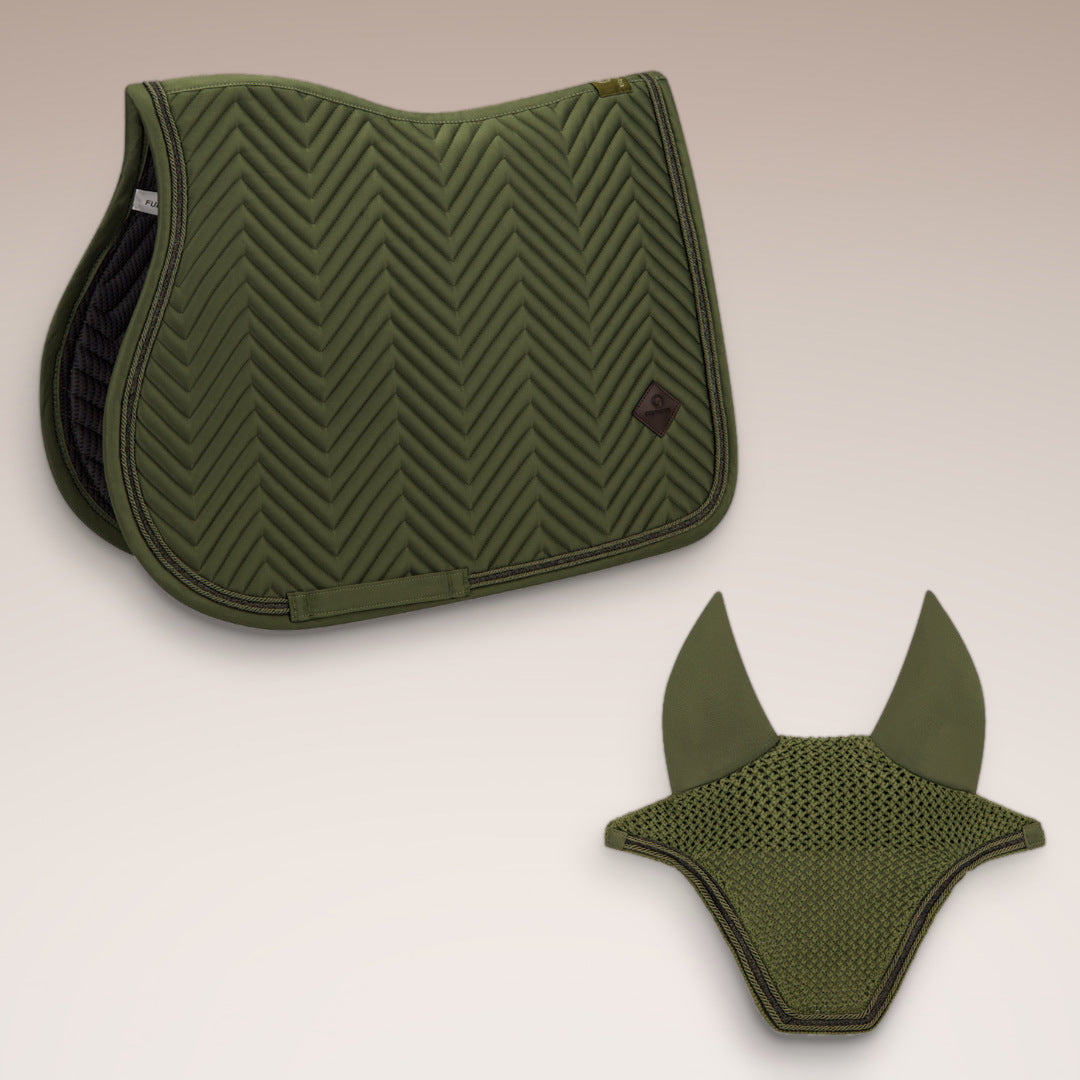 Jumping set Classic Sage with saddle pad and fly bonnet – Equimour