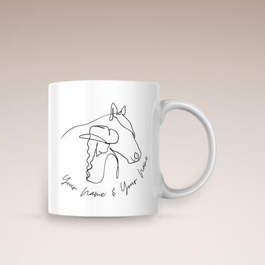 Taza de café personalizable Amor por los caballos Cowgirl – Equimour